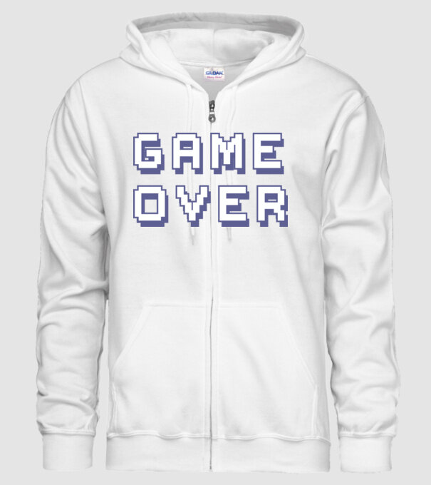 Game Over model alb pe tricou