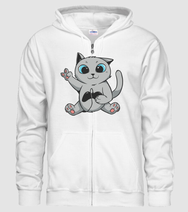 Pisică Gamer model alb pe tricou