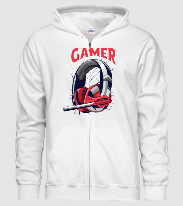 Căști Gamer model alb pe tricou