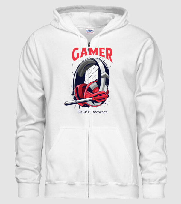 Gamer est. 2000 model alb pe tricou