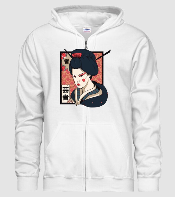 Geisha Japonia model alb pe tricou