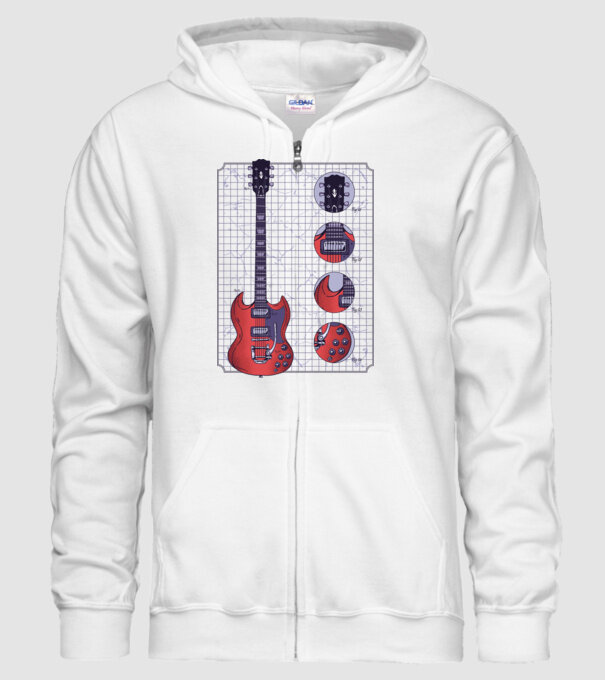 Gibson Chitară desen model alb pe tricou