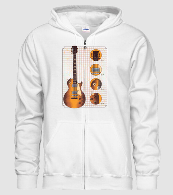 Gibson Chitară desen gold model alb pe tricou
