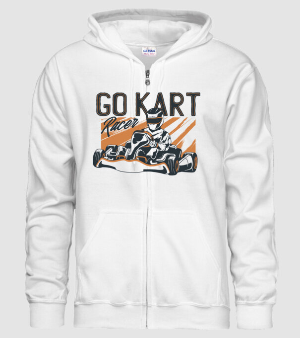 Concurent Go-kart model alb pe tricou