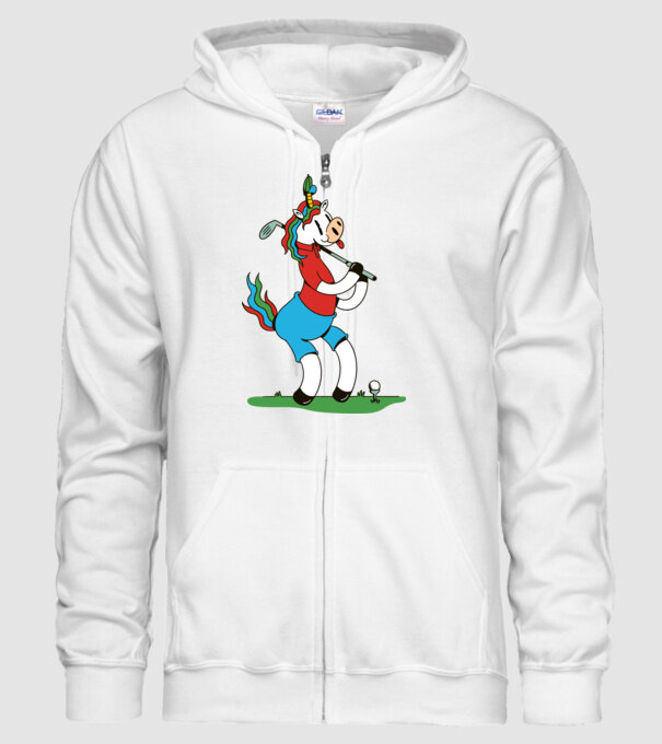 Unicorn jucător de golf model alb pe tricou