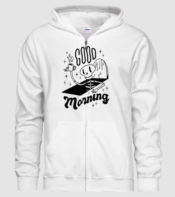Good Morning Coffee model alb pe tricou