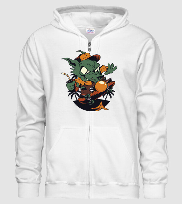 Vârcolac Skateboarder model alb pe tricou