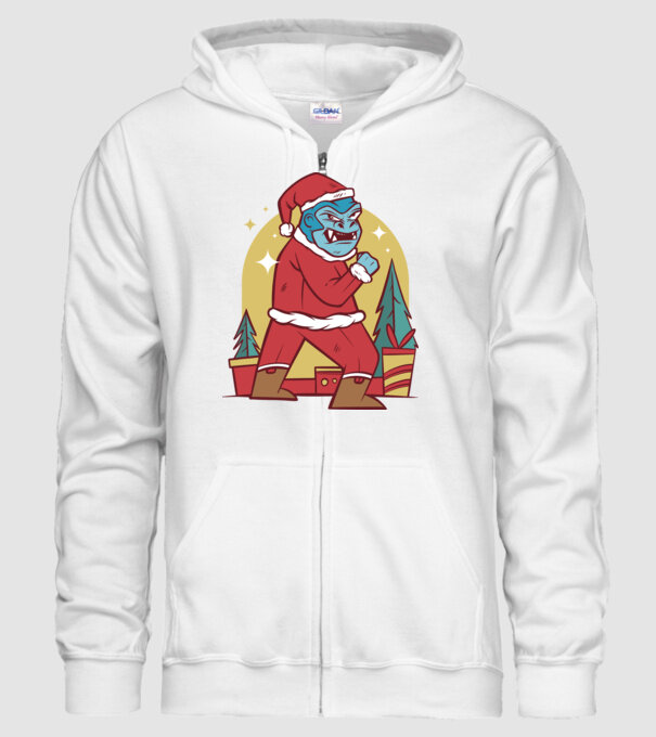 Gorila Santa model alb pe tricou