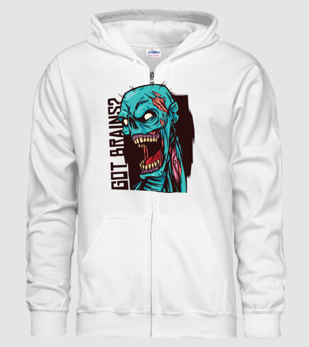 Got Brains? Cap Zombie model alb pe tricou