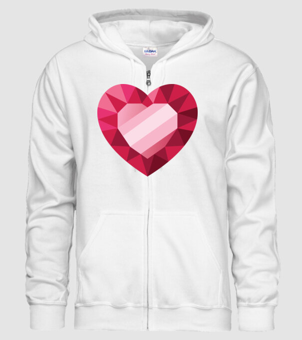 Inimă diamant model alb pe tricou