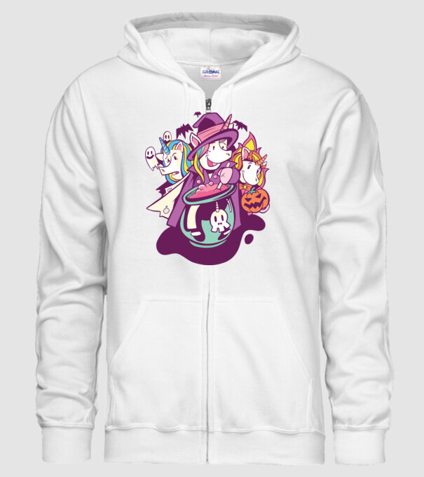 Unicorni Halloween model alb pe tricou