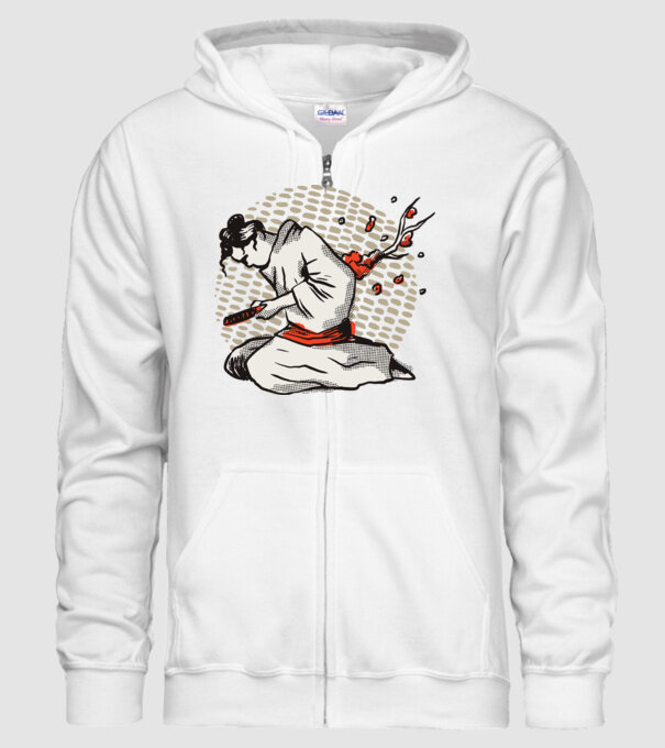 Samurai Harakiri model alb pe tricou