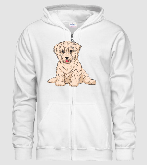 Câine Havanez model alb pe tricou