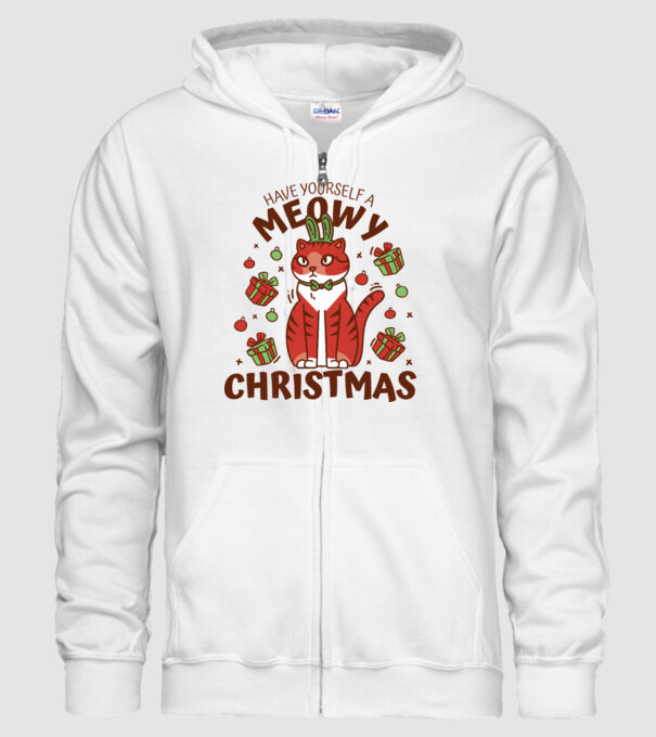 Have yourself a Meowy Christmas - Cicás Karácsony model alb pe tricou