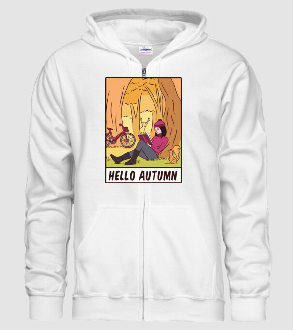 Hello Toamnă model alb pe tricou