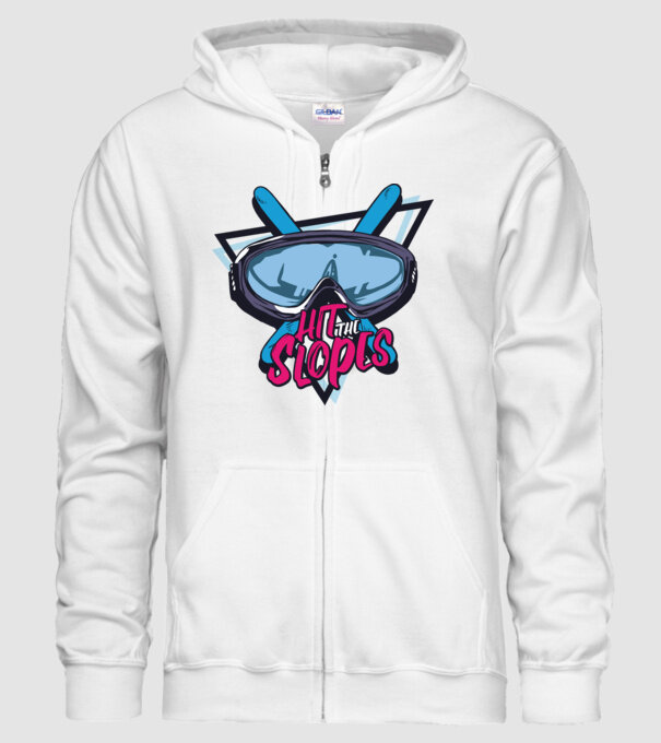 Hit the Slopes - tricou schi model alb pe tricou