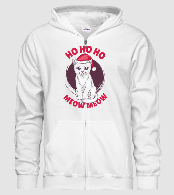 Ho Ho Ho Ho Ho Ho Ho Meow Meow Crăciun cu pisică model alb pe tricou