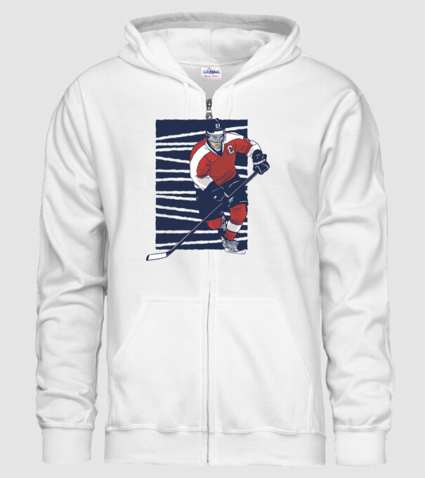 Hochei Jucător Jucător hochei de gheață model alb pe tricou