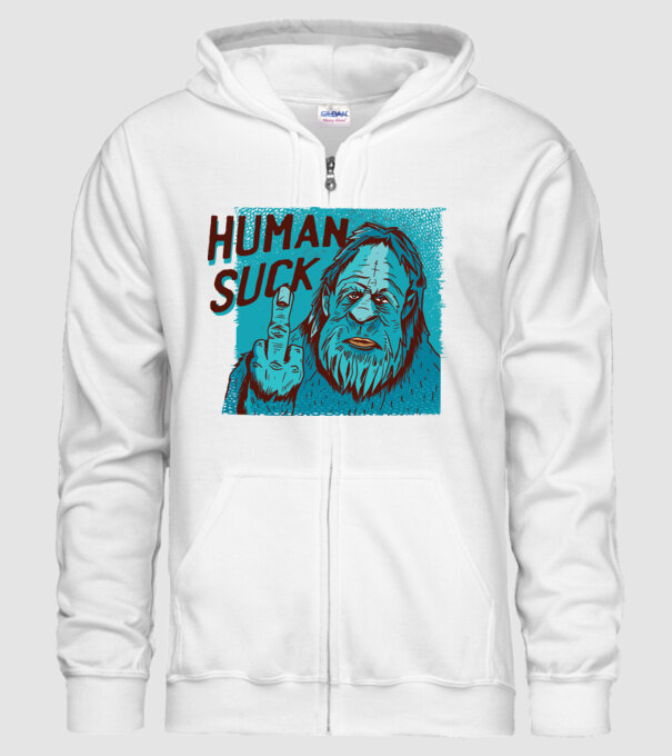 Human Suck - Yeti spune tricou amuzant antisocial model alb pe tricou