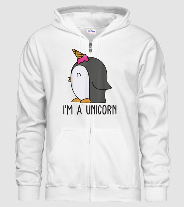 'I''m a unicorn - penguin' model alb pe tricou