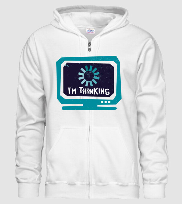 'I''m thinking Mă gândesc' model alb pe tricou