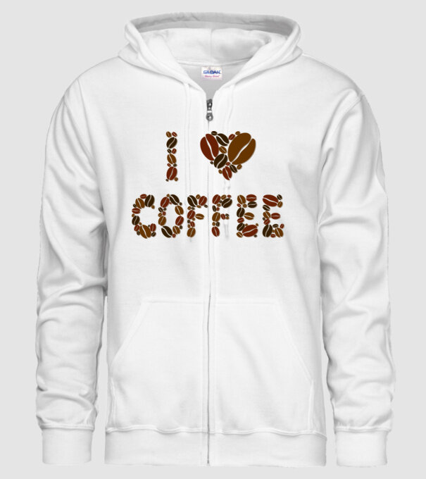 I Love Coffee model alb pe tricou