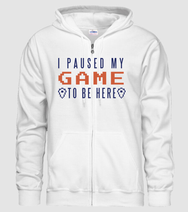I Paused my game to be here model alb pe tricou
