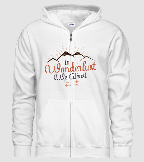 In Wanderlust we trust model alb pe tricou
