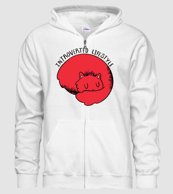 Pisică Introvertită model alb pe tricou