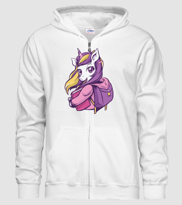 Școlăriță Unicorn model alb pe tricou