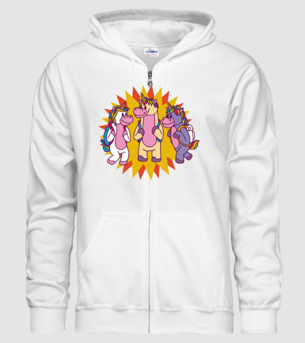 Unicorni școlari model alb pe tricou