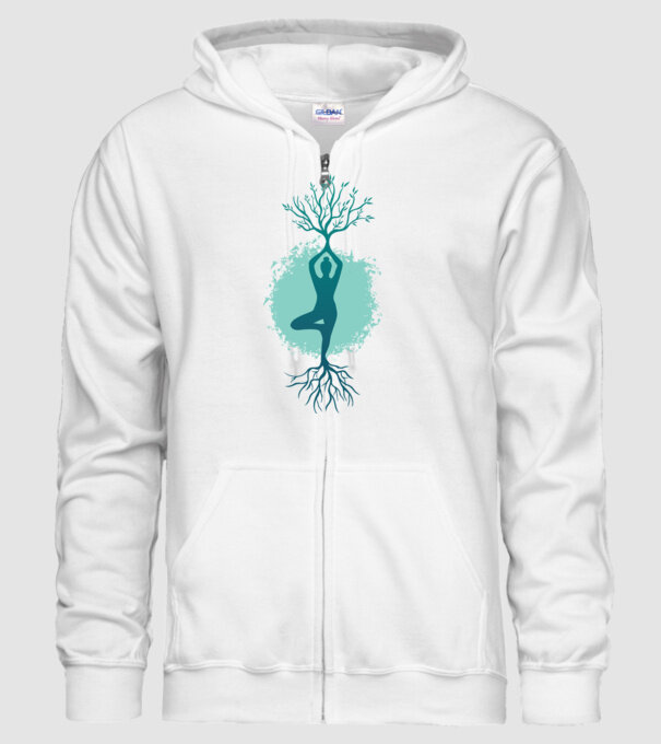 Yoga Natură model alb pe tricou