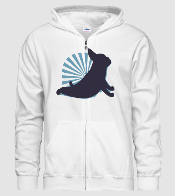 Mops Yoga model alb pe tricou