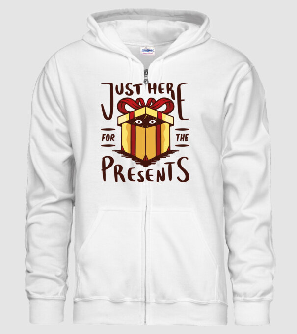 Just here for the presents tricou de Crăciun model alb pe tricou
