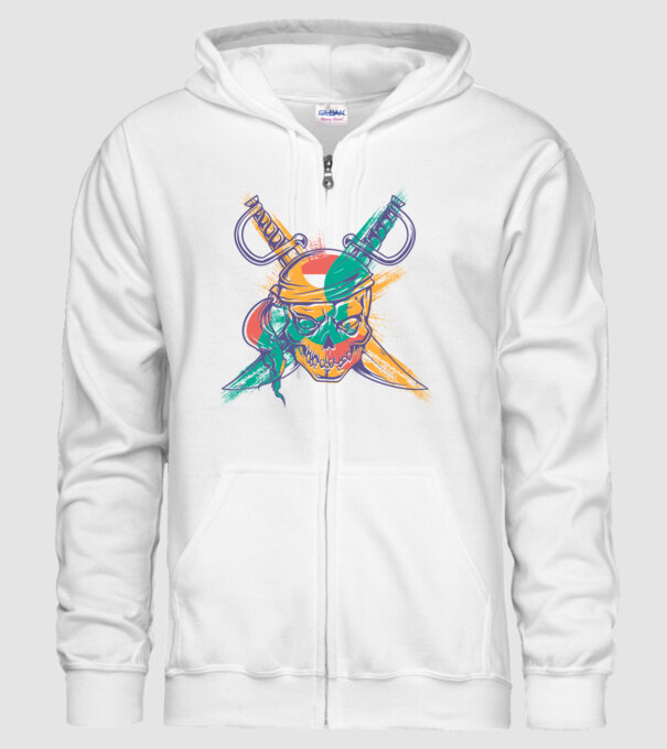Craniu de pirat model alb pe tricou