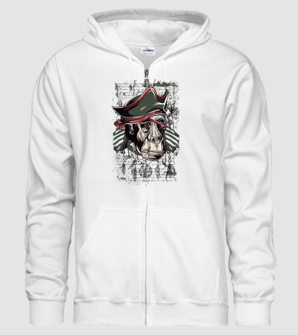 Maimuță Pirat model alb pe tricou