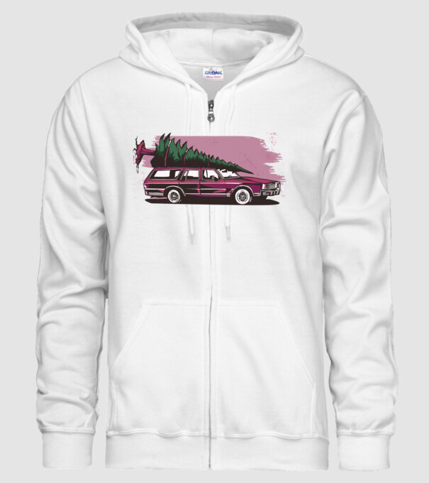Pom de Crăciun cu mașină Retro tricou model alb pe tricou
