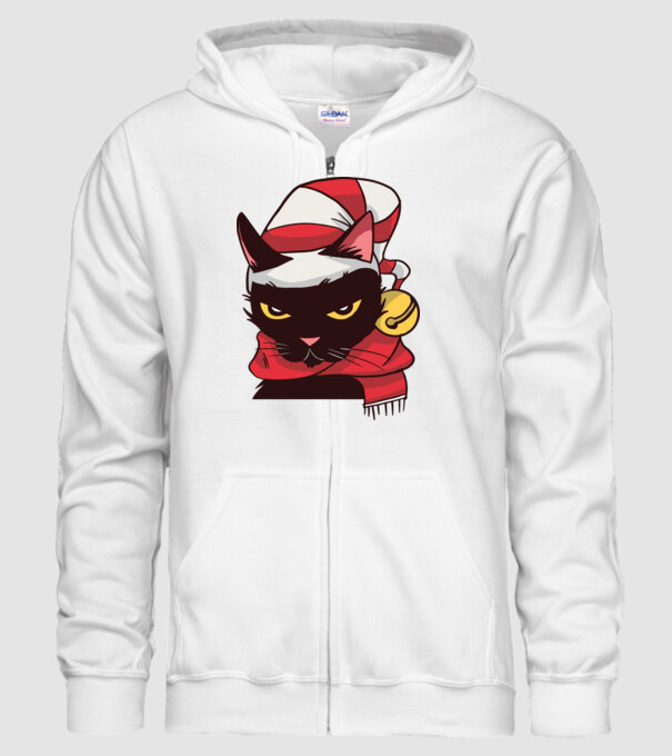 Pisică de Crăciun model alb pe tricou