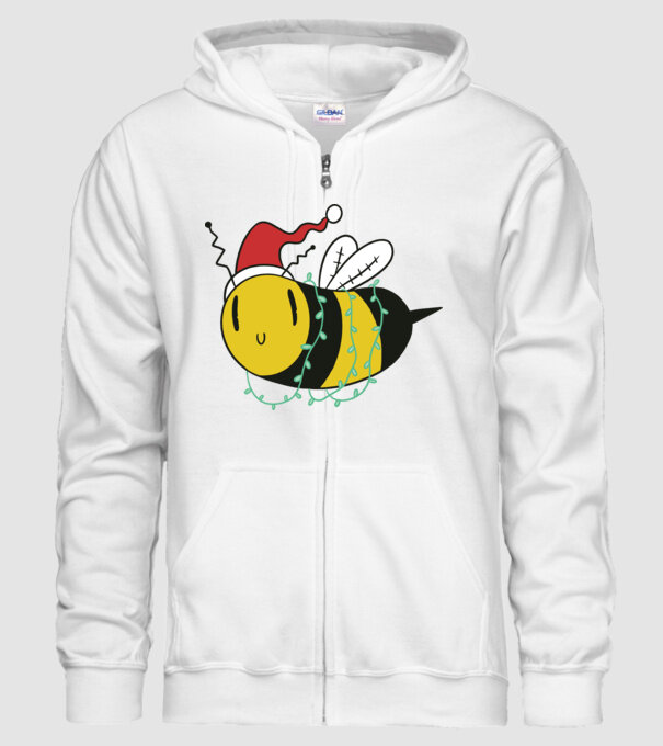 Albină de Crăciun model alb pe tricou