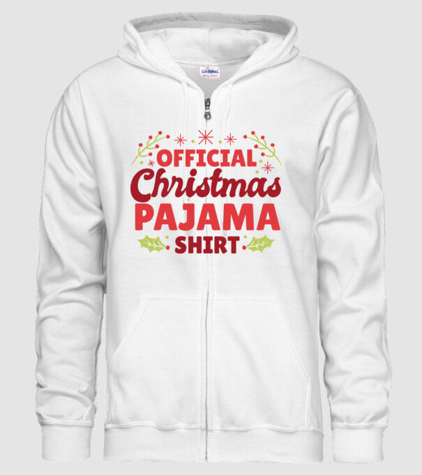 Pijama de Crăciun model alb pe tricou