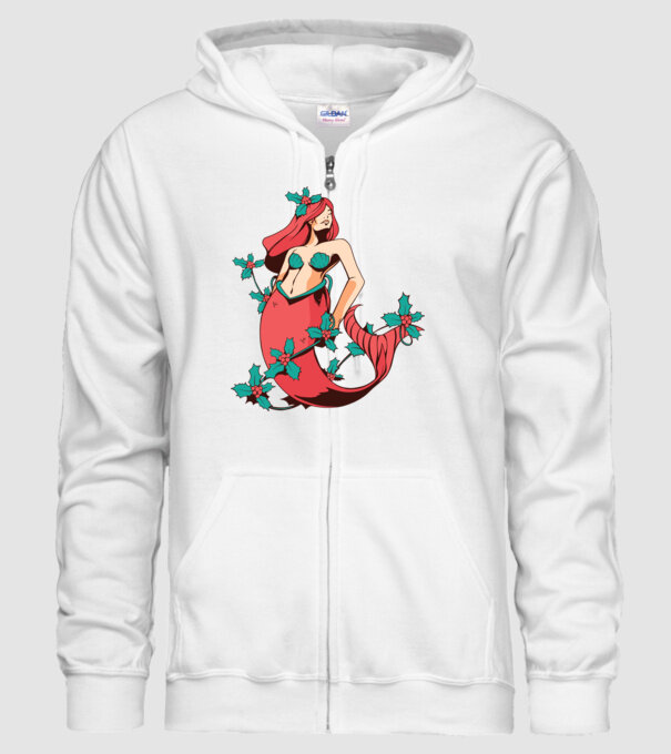 Sirenă de Crăciun model alb pe tricou