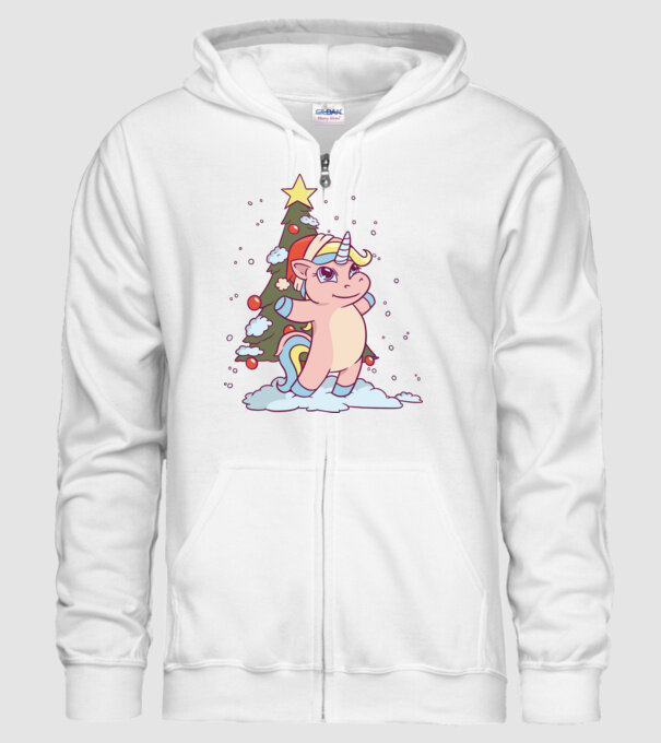 Unicorn de Crăciun model alb pe tricou