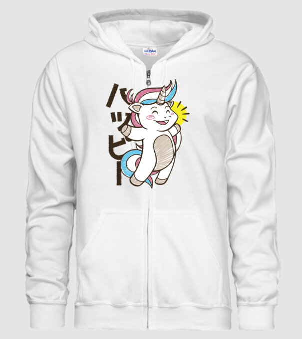 Kawaii unicorn model alb pe tricou