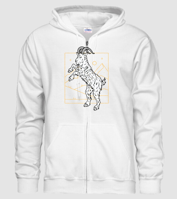 Capră model alb pe tricou