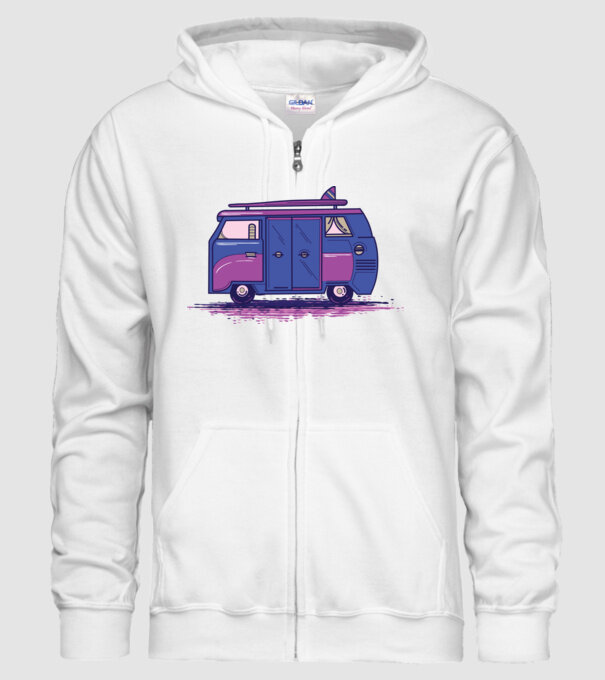 Mașină de camping model alb pe tricou