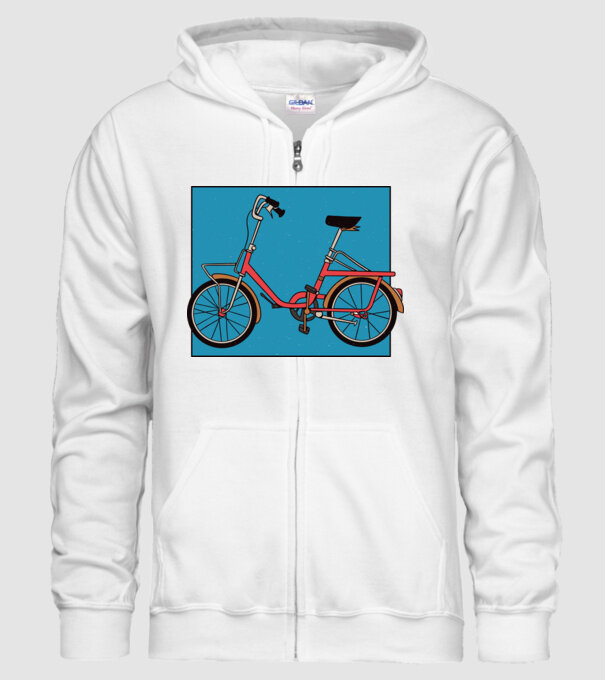 Bicicletă Camping model alb pe tricou
