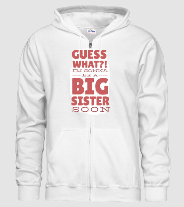 În curând voi fi sora mai mare model alb pe tricou