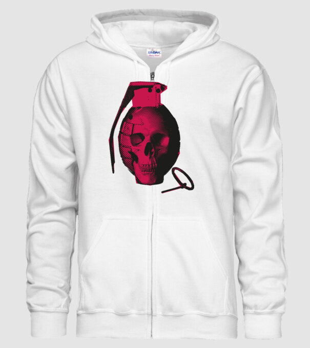 Grenadă de mână Craniu model alb pe tricou
