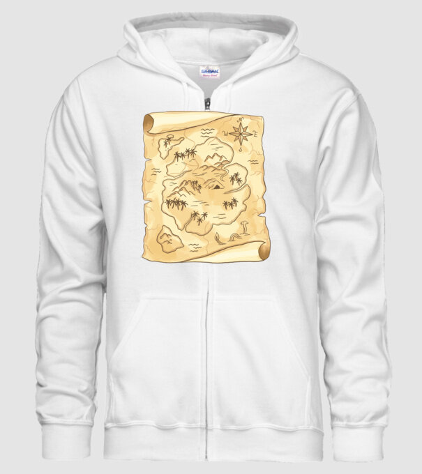 Hartă cu comori model alb pe tricou