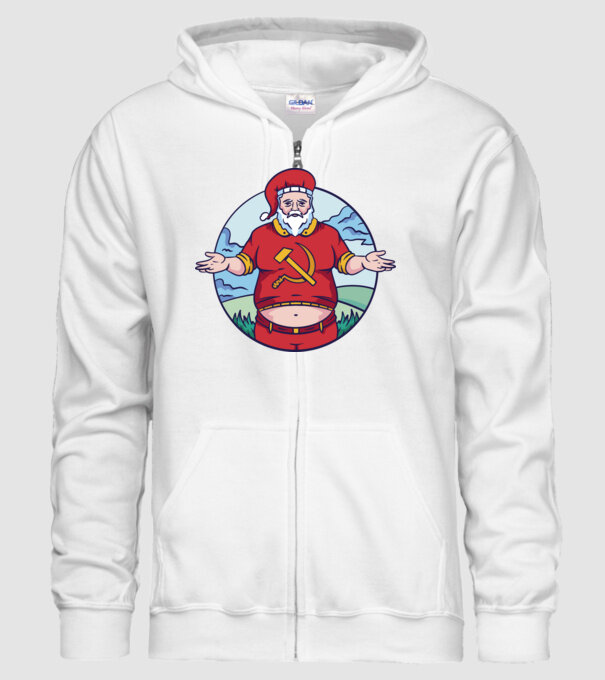 Moș Crăciun comunist model alb pe tricou